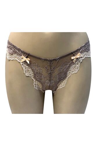 Brazilian slip Lida - Δαντέλα floral - Μόκα