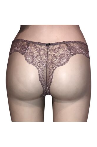 Brazilian slip Lida - Δαντέλα floral - Μόκα