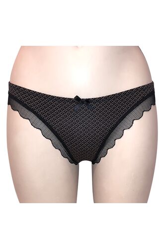 Brazilian slip Lida - Μαύρο εμπριμέ - Δαντέλα