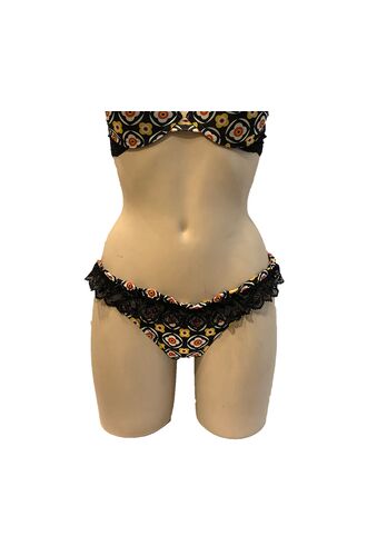 Γυναικείο Brazilian slip Lida - Εμπριμέ μαύρο - Δαντέλα