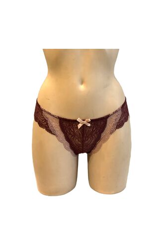 Γυναικείο Brazilian slip Lida - Φλοράλ δαντέλα - Δίχρωμο