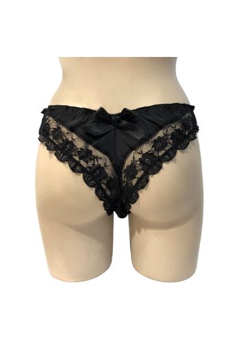 Γυναικείο Brazilian slip Lida - Μαύρο - Δαντέλα πίσω