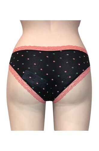 Γυναικείο slip Lida - Μαύρο πουά - Ροζ δαντέλα
