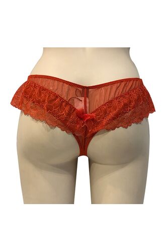Γυναικείο String slip Lida - Κόκκινο - Τούλι & Δαντέλα
