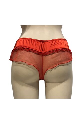 Γυναικείο String slip Lida - Σατέν κόκκινο - Διαφάνεια