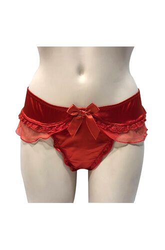 Γυναικείο String slip Lida - Σατέν κόκκινο - Διαφάνεια