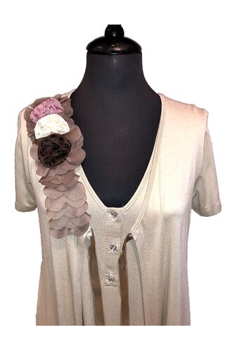 Σετ ρόμπα & νυχτικό Claire Katrania - Μπεζ Χρυσό