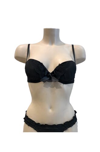 Σουτιέν Lida Balconette - Μαύρο - Βολάν δαντέλα - Cup B