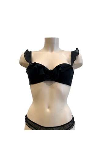 Σουτιέν Lida Balconette - Μαύρο με βολάν - Cup B