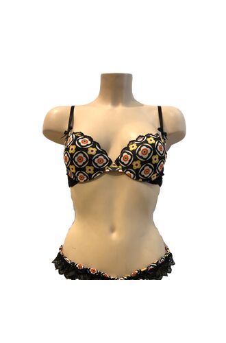 Σουτιέν Push Up Lida - Μαύρο εμπριμέ - Δαντέλα - Cup B