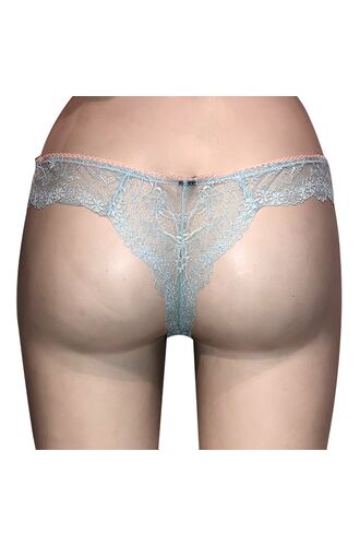 String slip Lida - Γαλάζια δαντέλα - Σατέν φιόγκο