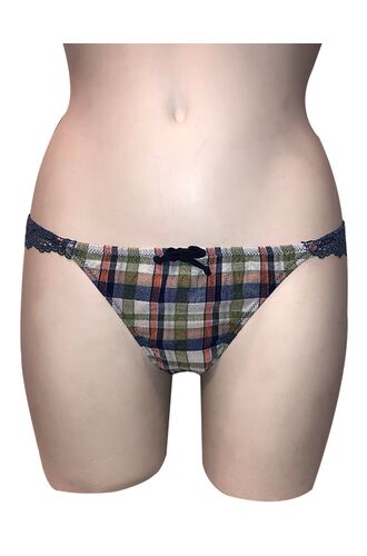 String slip Lida - Καρό - Navy δαντέλα