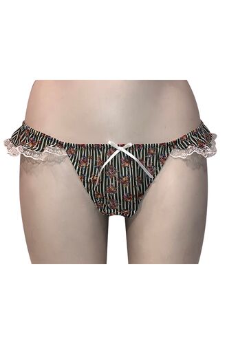 String slip Lida - Ριγέ φλοράλ - Λεπτομέρειες δαντέλας