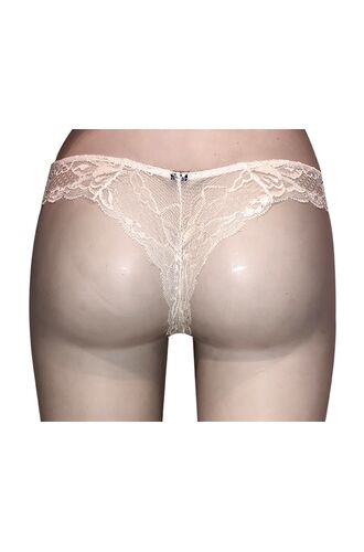 String slip Lida - Σομόν δαντέλα - Σατέν φιόγκο