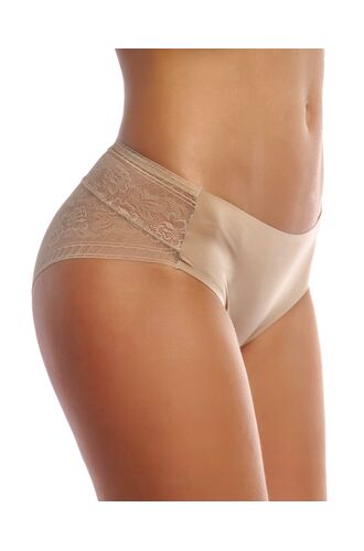 Γυναικείο slip midi Ysabel Mora - Floral δαντέλα πίσω - Αόρατο - Μπεζ