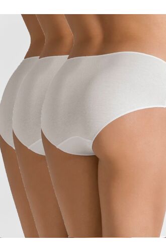 Γυναικείο midi slip Cotonella - Ψηλόμεσο - Οικολογικό βαμβάκι - 3 pack - Λευκό
