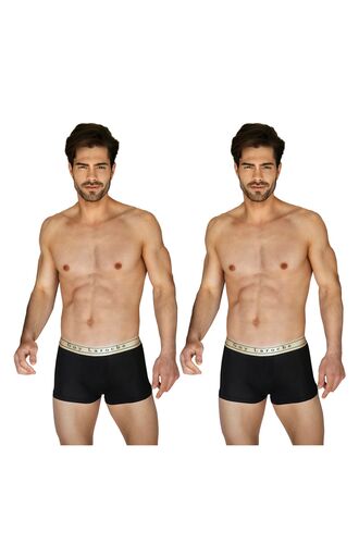 Ανδρικό boxer Guy Laroche - Βαμβακερό - Φαρδύ λάστιχο - 2 Pack - Μαύρο Χρυσό Λάστιχο