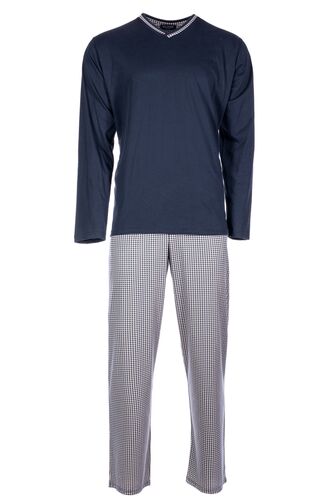 Ανδρική πυτζάμα Pink Label - Μπλε - Λευκό παντελόνι με σχέδιο