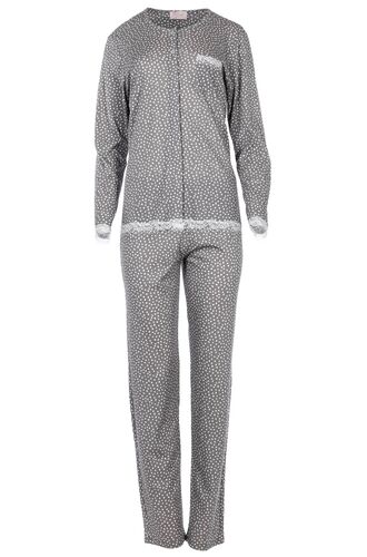 Γυναικεία Πυτζάμα Pink Label - Γκρι - Πουά σχέδια