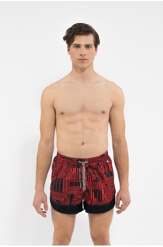 MED Ανδρικό Μαγιό Σορτς - MATRIX - Κόκκινο - Print