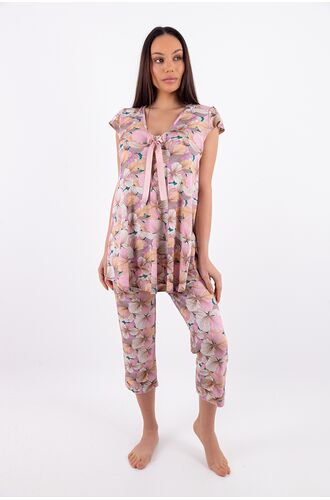 Γυναικεία πυτζάμα Claire Katrania - Κάπρι - Ροζ Φλοράλ