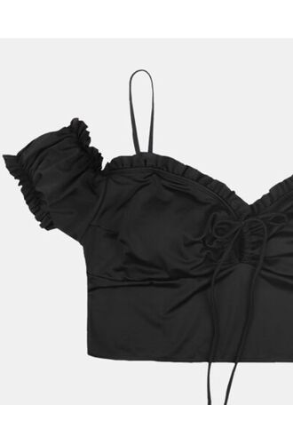 Μαγιό Crop Top Rock Club - Bikini Plus Size - Μαύρο