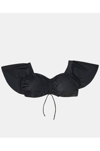 Μαγιό Crop Top Rock Club - Bikini Plus Size - Μαύρο - Με μανίκια