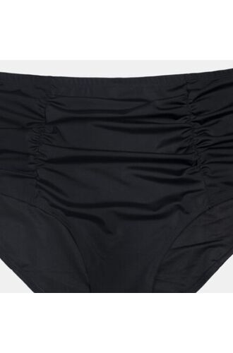 Μαγιό slip Plus Size Rock Club - Ψηλόμεσο Μαύρο - Μπικίνι με σούρες