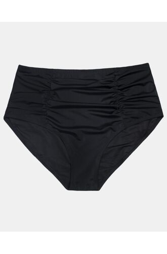 Μαγιό slip Plus Size Rock Club - Ψηλόμεσο Μαύρο - Μπικίνι με σούρες