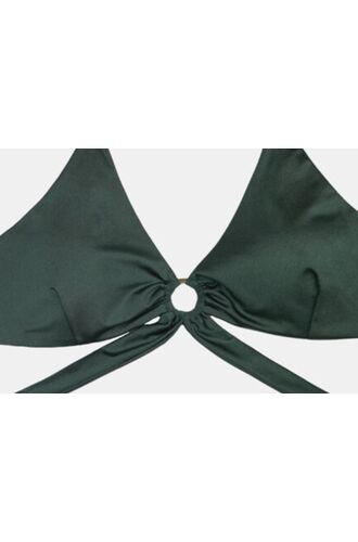 Μαγιό τρίγωνο Rock Club - Κυπαρισσί με κρίκο - Τοπ Bikini Plus Size