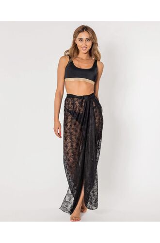 Γυναικείο Beachwear Rock Club - Διάφανη Φούστα παρεό - Μαύρη δαντέλα