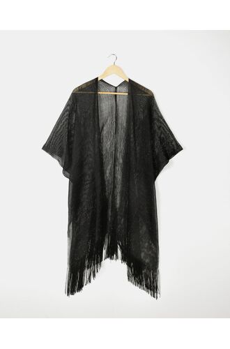 Γυναικείο Κιμονό Shiny Rock Club - Μαύρο με κρόσια