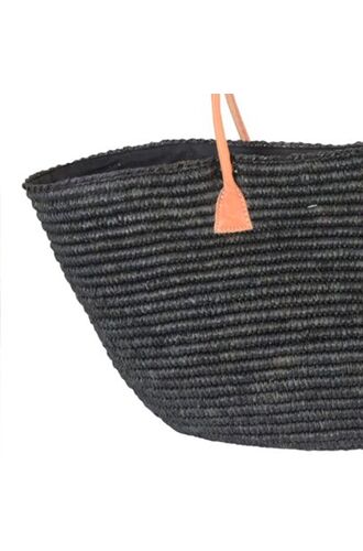 Τσάντα θαλάσσης Rock Club - Χειροποίητη Raffia - Μαύρη