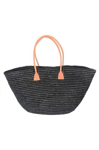 Τσάντα θαλάσσης Rock Club - Χειροποίητη Raffia - Μαύρη