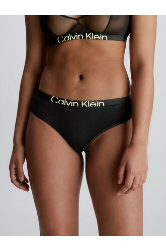 Γυναικείο String  Calvin Klein - Μαύρο Thong - Sunny Lime logo