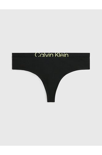 Γυναικείο String  Calvin Klein - Μαύρο Thong - Sunny Lime logo