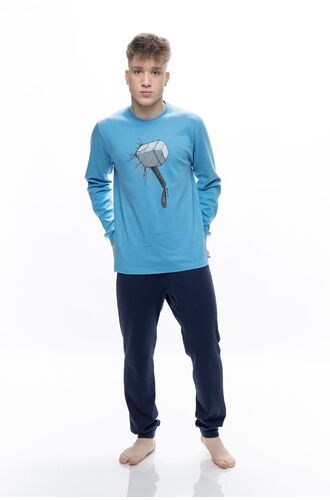 Ανδρική πυτζάμα Galaxy - Μπλε Ραφ -  Navy παντελόνι