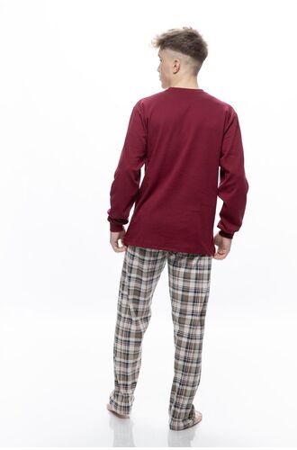 Ανδρική πυτζάμα Galaxy - Μπορντό -  Καρό παντελόνι