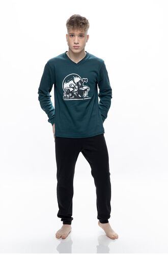 Ανδρική πυτζάμα Galaxy - Κυπαρισσί -  Homewear Set