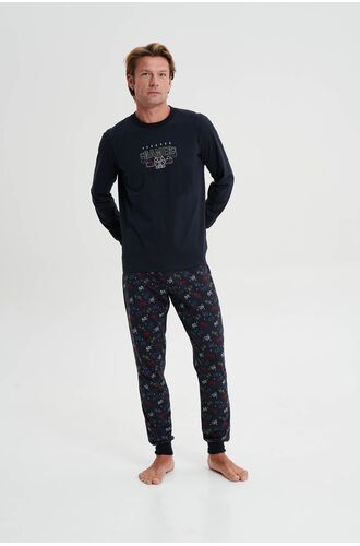 Ανδρική πυτζάμα Vamp - Μπλε - Gamer print - Homewear Set - Cotton