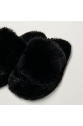 Γυναικεία Γούνινη Παντόφλα Vamp - Μαύρη