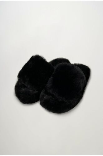Γυναικεία Γούνινη Παντόφλα Vamp - Μαύρη