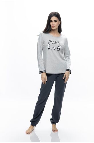 Γυναικεία πυτζάμα Galaxy - Γκρι μελανζέ - Γκρι παντελόνι