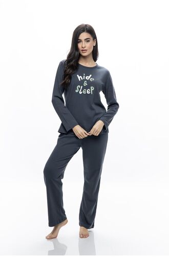Γυναικεία πυτζάμα Galaxy - Γραφίτη - Βαμβακερή