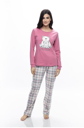 Γυναικεία πυτζάμα Galaxy - Ροζ - Καρό παντελόνι - Plus Size