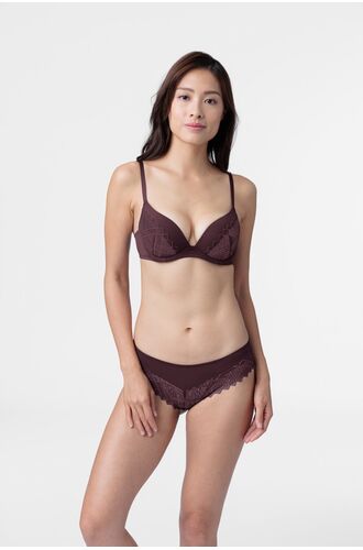 Σουτιέν Push Up Dorina KELSEA - Μπορντό δαντέλα & Μαύρο - 1+1 ΔΩΡΟ - Cup B