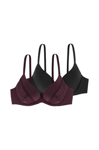 Σουτιέν Push Up Dorina KELSEA - Μπορντό δαντέλα & Μαύρο - 1+1 ΔΩΡΟ - Cup B