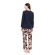 Γυναικεία Πυτζάμα Pink Label - Floral Print - Navy με πατιλέτα - Cotton - Regular Fit