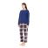 Γυναικεία Πυτζάμα Pink Label - Μπλε - Καρό - Cotton - Regular Fit