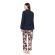 Γυναικείο Σετ ρόμπα & πυτζάμα Pink Label - Floral Print - Navy - 3PCS - Cotton - Regular Fit